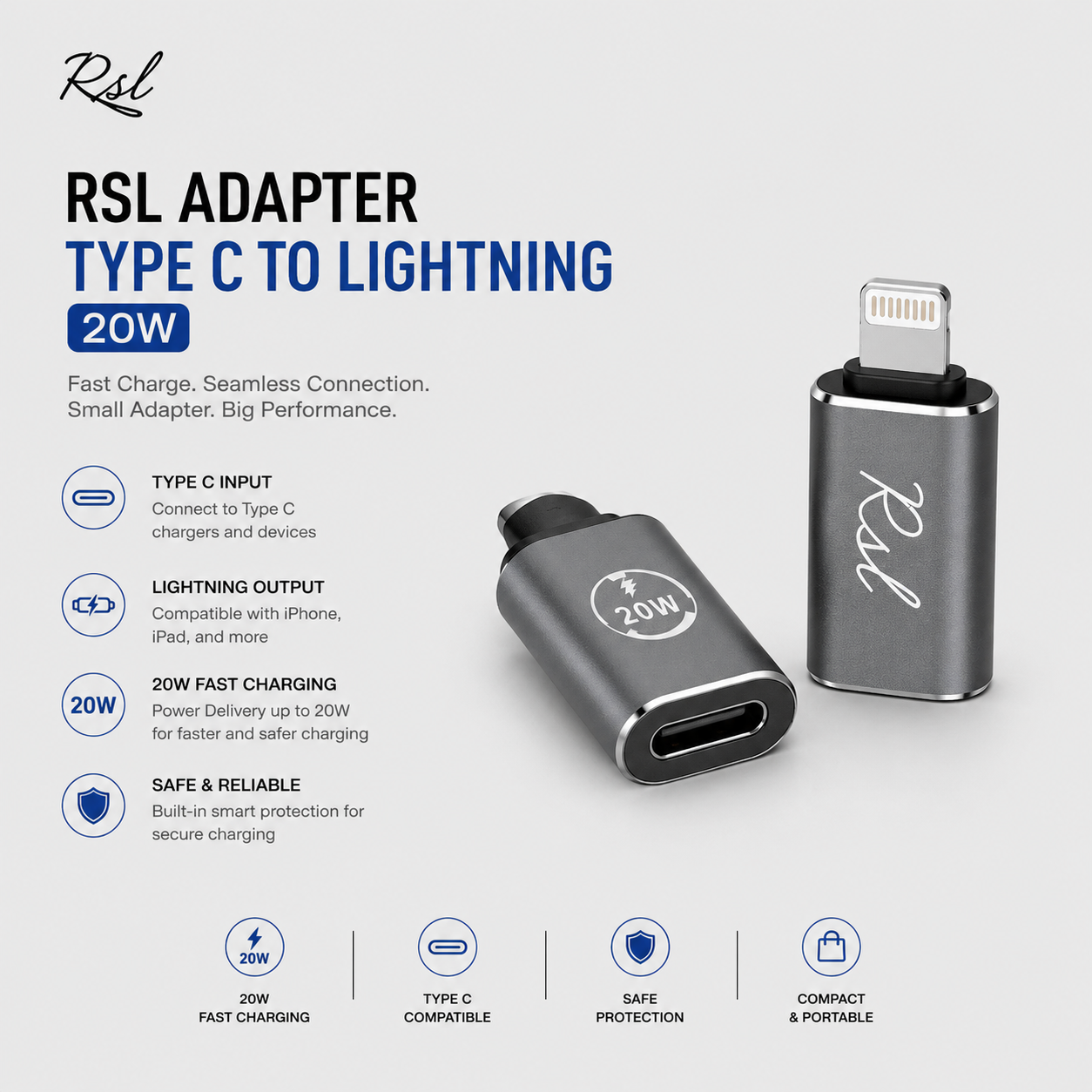 Rsl Adapter Type C to Lightning 20W