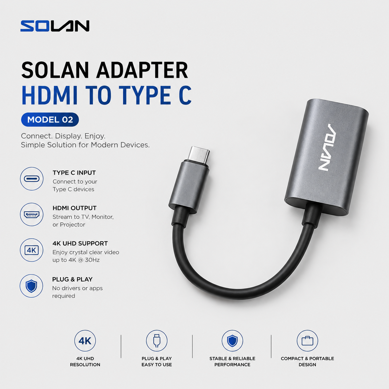 Solan Adapter HDMI to Type C Model 2