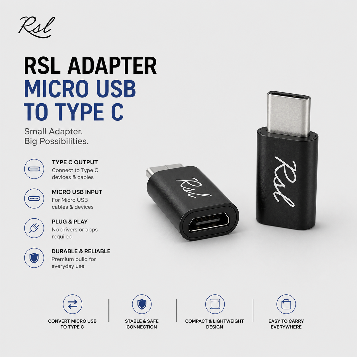 Rsl Adapter Micro USB to Type C
